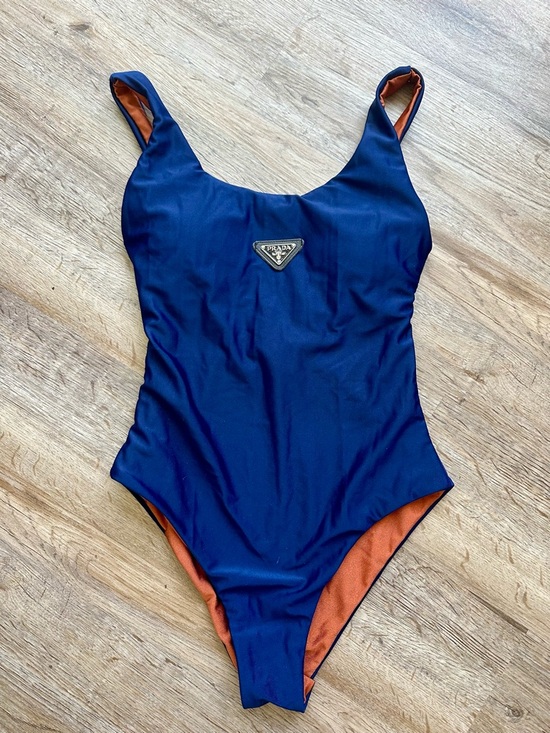 Prada Other - Prada Navy Swimsuit with Orange Lining